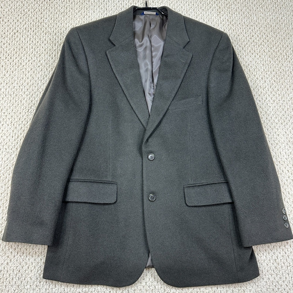 Brooks Brothers 346 Sport Coat Mens 41R Dark Gray/Green Camel Hair Blazer Jacket